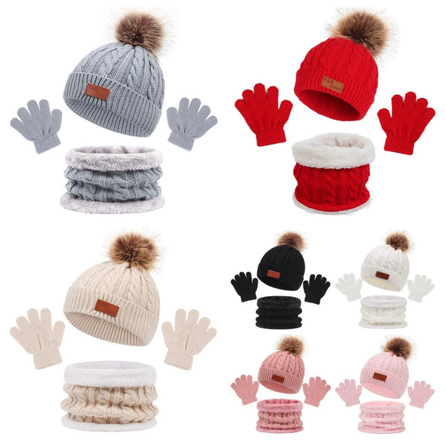 3 - pieces Winter Knit Hat Scarf Set - Yorkn Inc✅