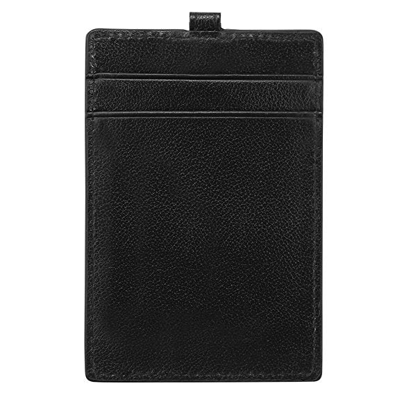 Porte-badge en cuir avec cordon 