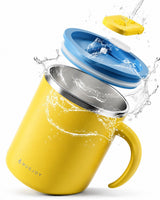 304 Stainless Steel Double Wall Mug With Lid - Yorkn Inc✅