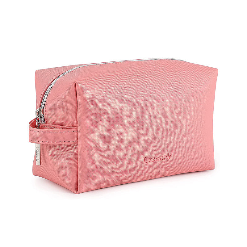 Trousse de maquillage en cuir synthétique avec poignée 