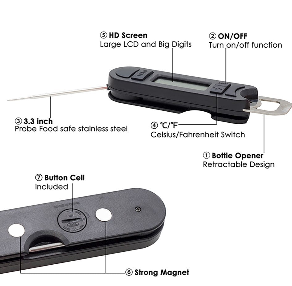 Thermomètre alimentaire pliable 
