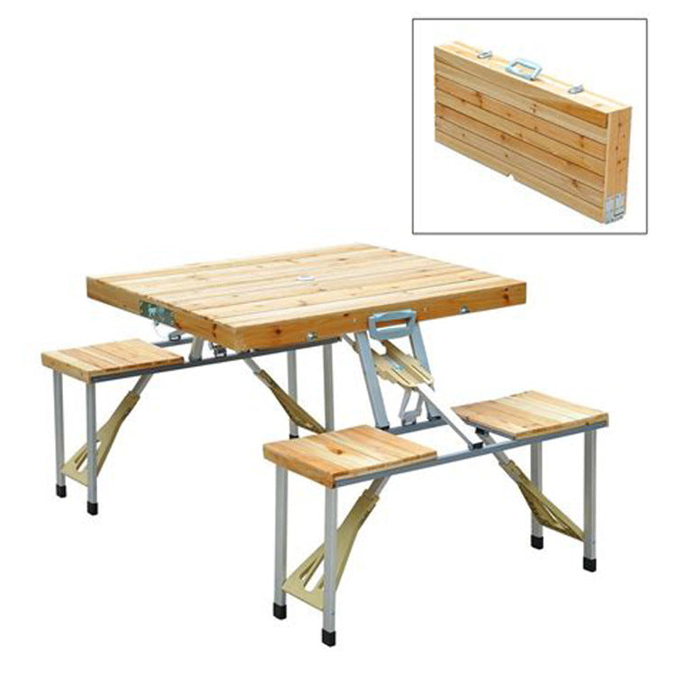 Portable Wooden Siamese Table And Chair