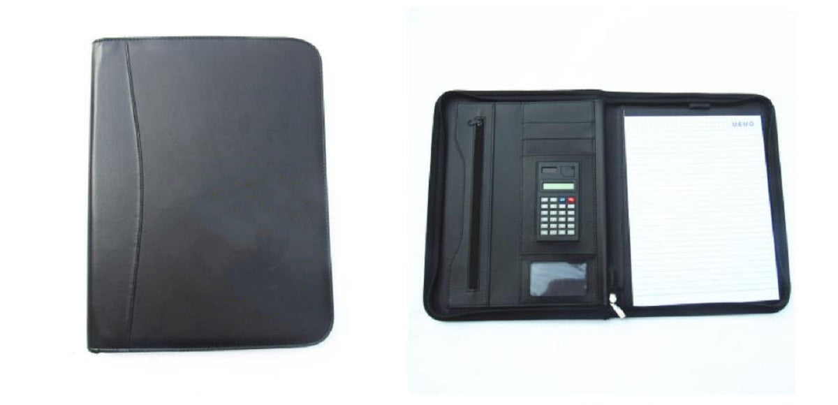 Portefeuille d'affaires en cuir avec fermeture éclair 