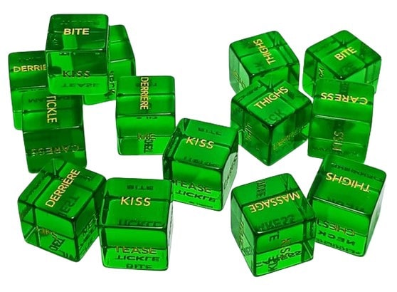 Dés verts transparents en cristal 