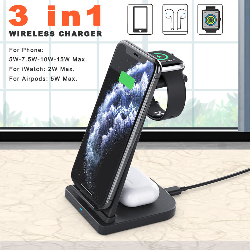 3-in-1 Wireless Charge 15w+wall Charger