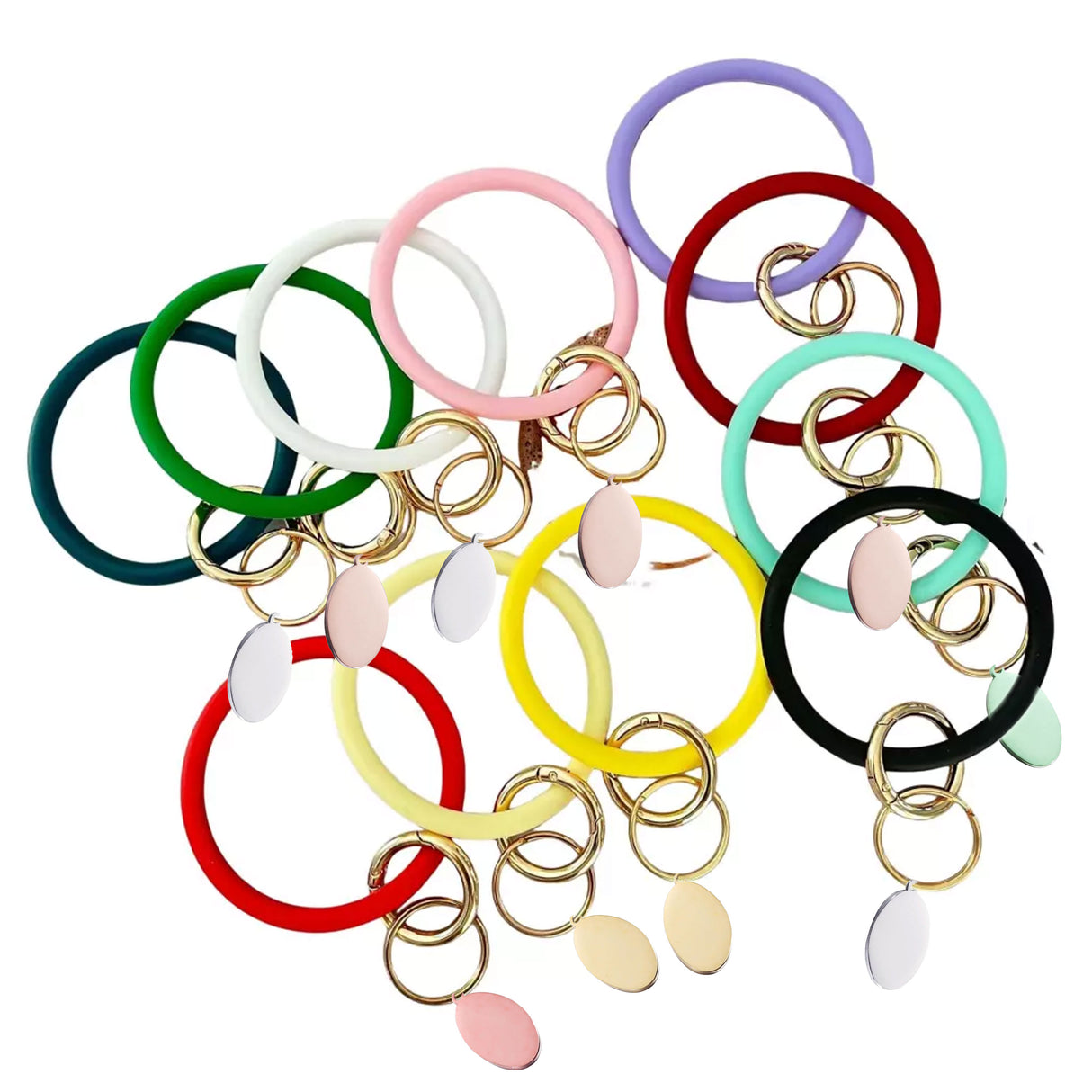 Porte-clés en silicone avec étiquette en métal 