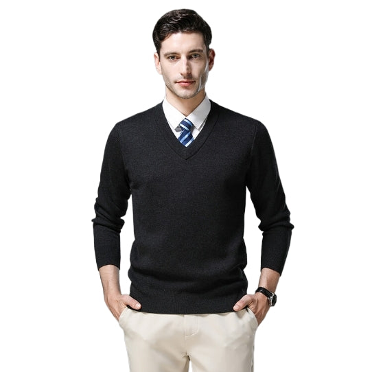 Pull col V couleur unie 