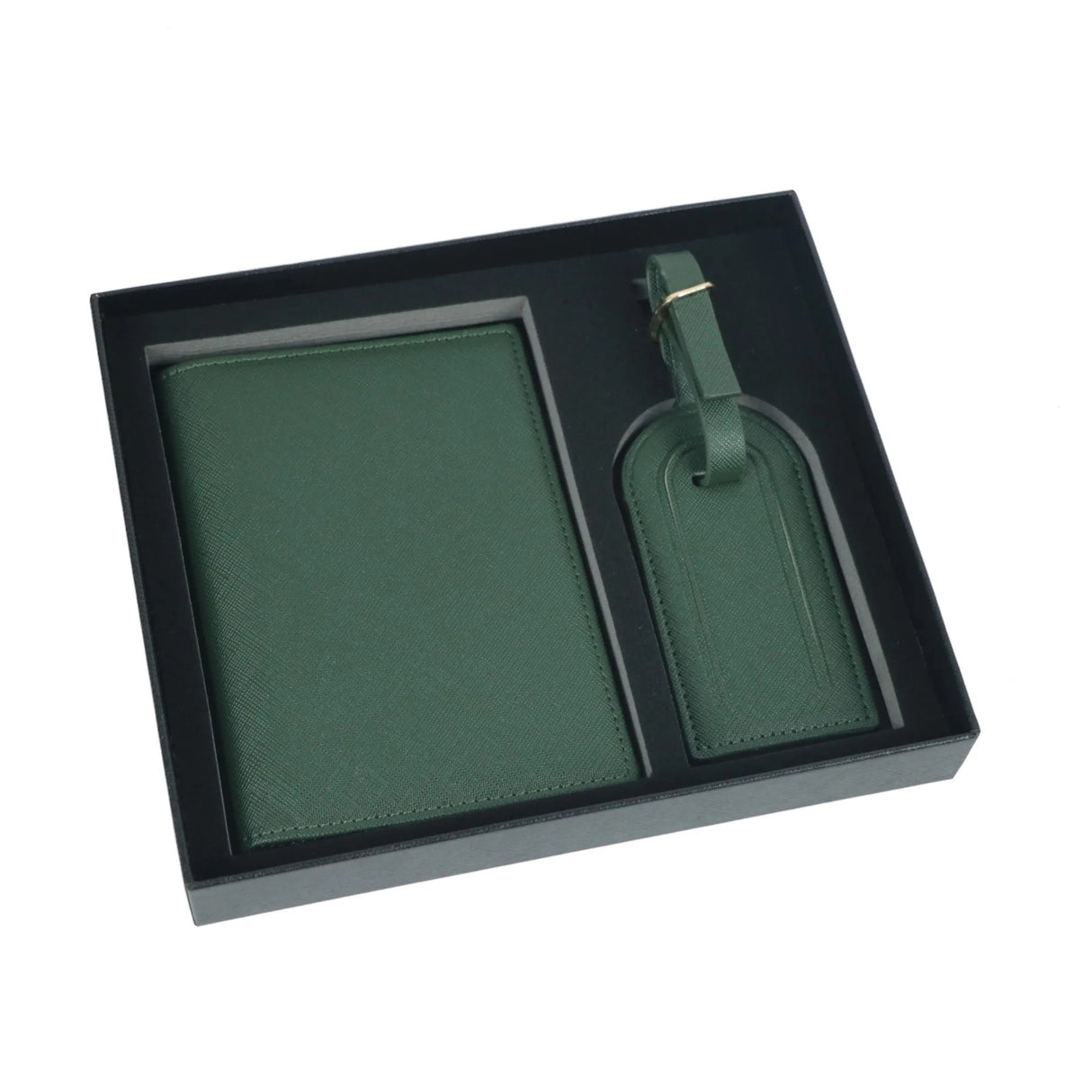 Ensemble d'étiquettes de bagages en cuir avec clip pour passeport 