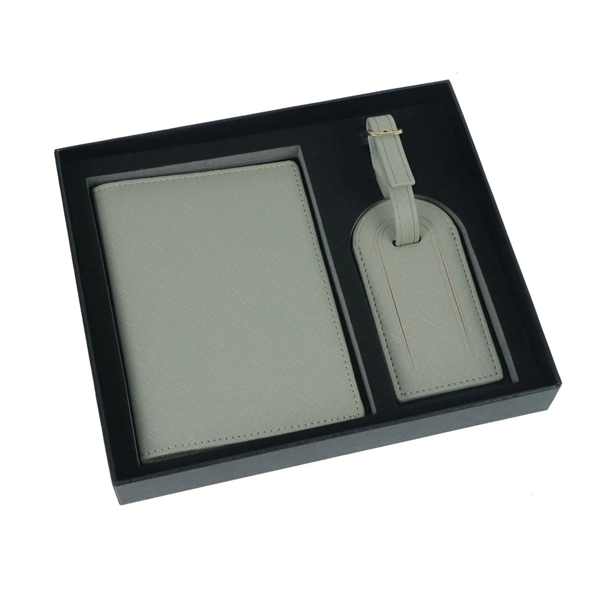 Ensemble d'étiquettes de bagages en cuir avec clip pour passeport 