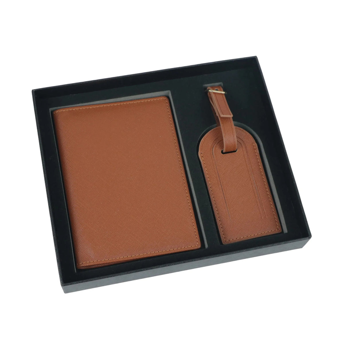 Ensemble d'étiquettes de bagages en cuir avec clip pour passeport 