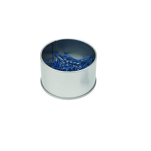 Boîte en fer blanc avec trombones en forme d'avion 