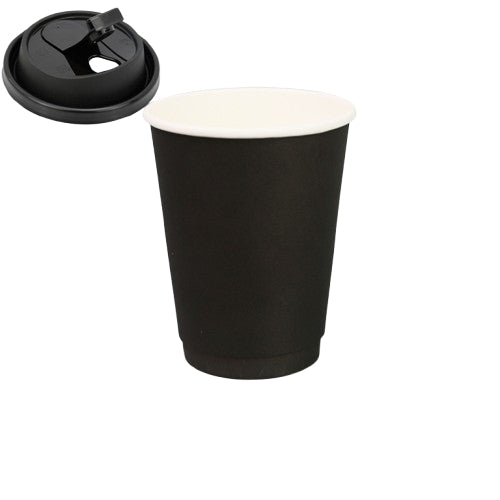 12oz Double Layered Black Paper Cup