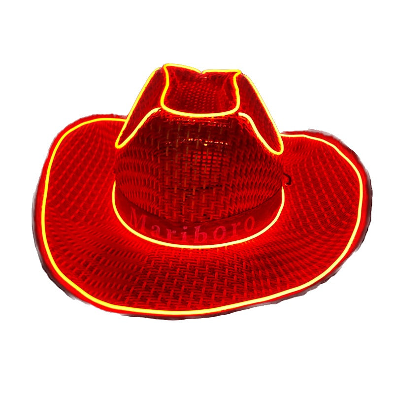 Chapeau de paille à LED pour adulte 