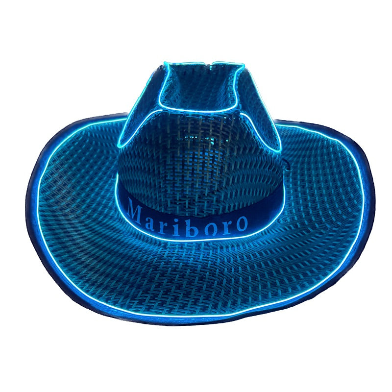 Chapeau de paille à LED pour adulte 