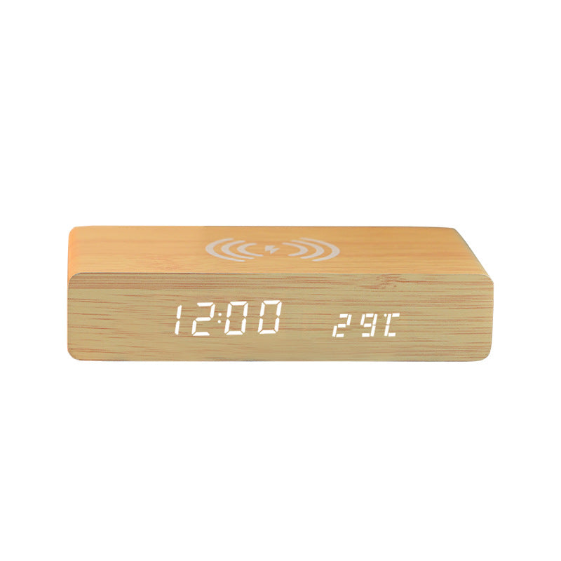 Horloge en bois avec chargeur sans fil 10 W 