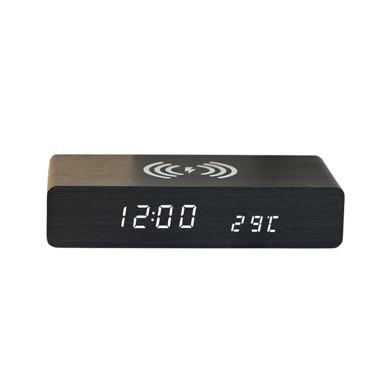 Horloge en bois avec chargeur sans fil 10 W 