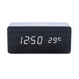 Horloge de chargement sans fil en bois à LED 