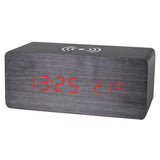 Horloge de chargement sans fil en bois à LED 