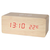 Horloge de chargement sans fil en bois à LED 