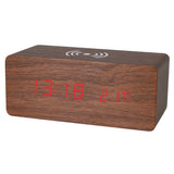 Horloge de chargement sans fil en bois à LED 