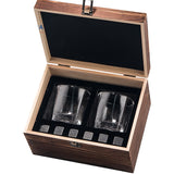 Coffret en bois avec verres à whisky 