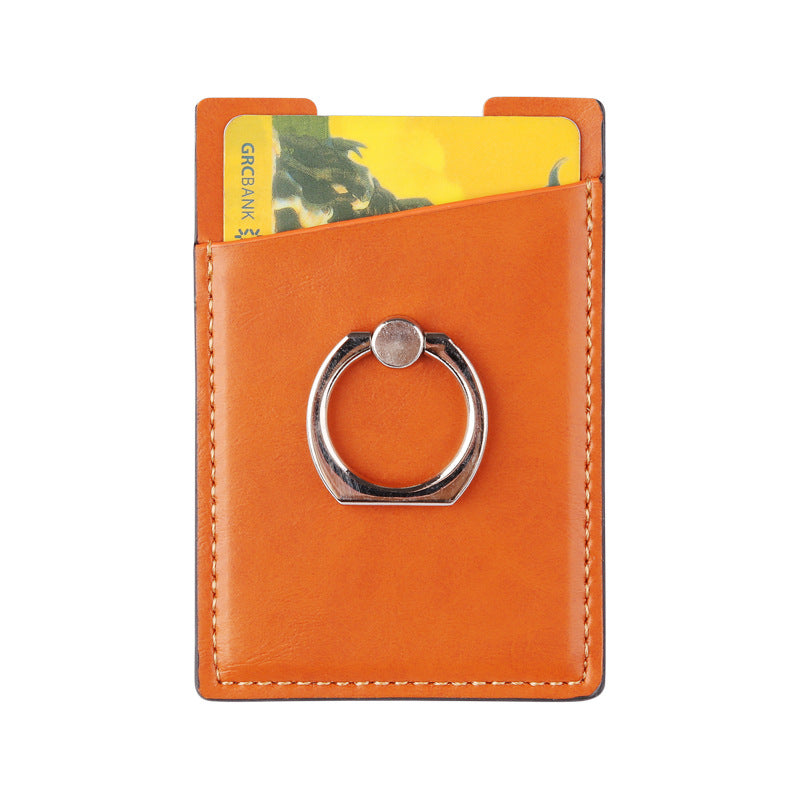 Rfid Blocking Leather Card Holder With Ring Stand