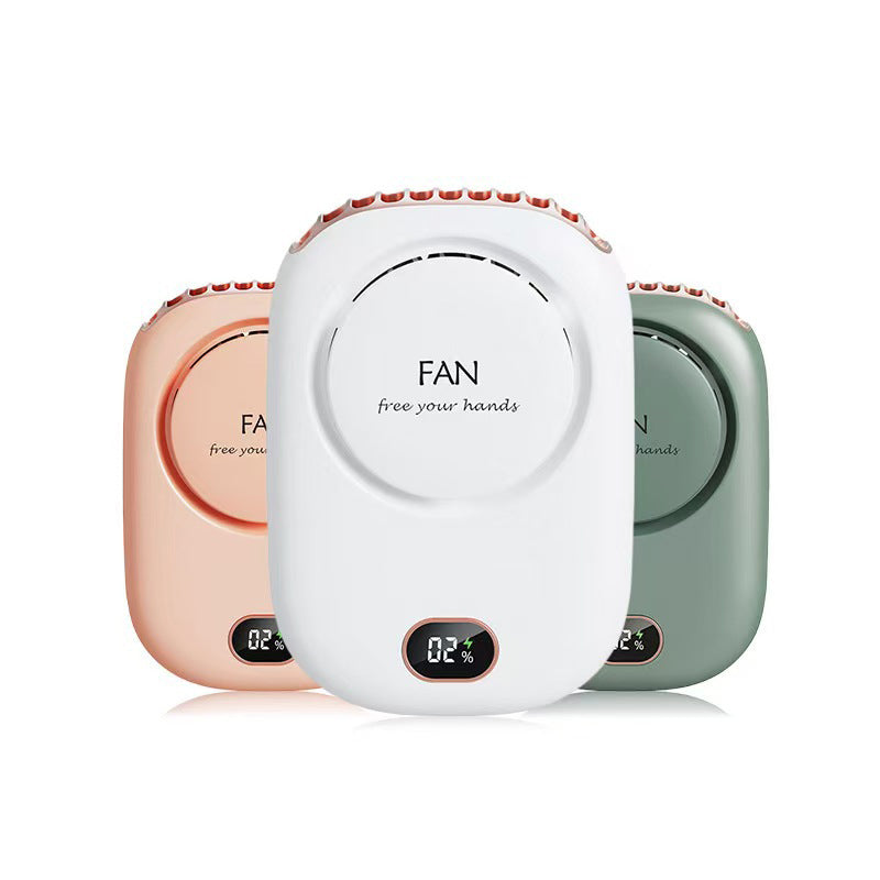 Digital Display Rechargeable Neck Hanging Fan