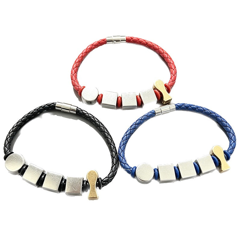 Braided Leather Beaded Charm Bracelet