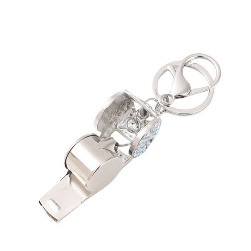 Porte-clés sifflet en strass avec boîte 