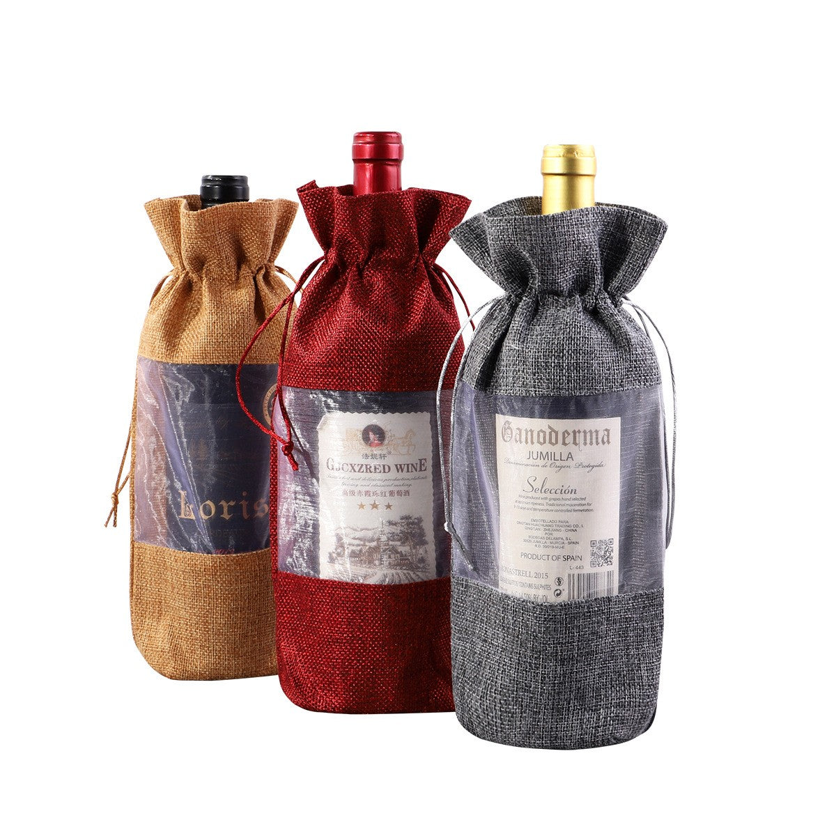 Sac pour bouteille de vin avec étiquette suspendue 
