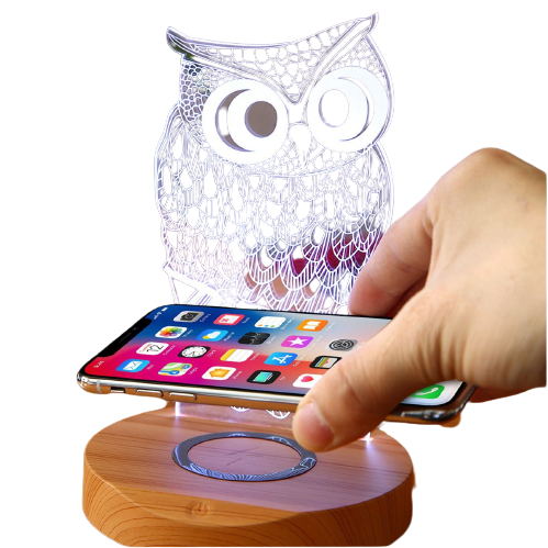 Chargeur sans fil en acrylique à LED 