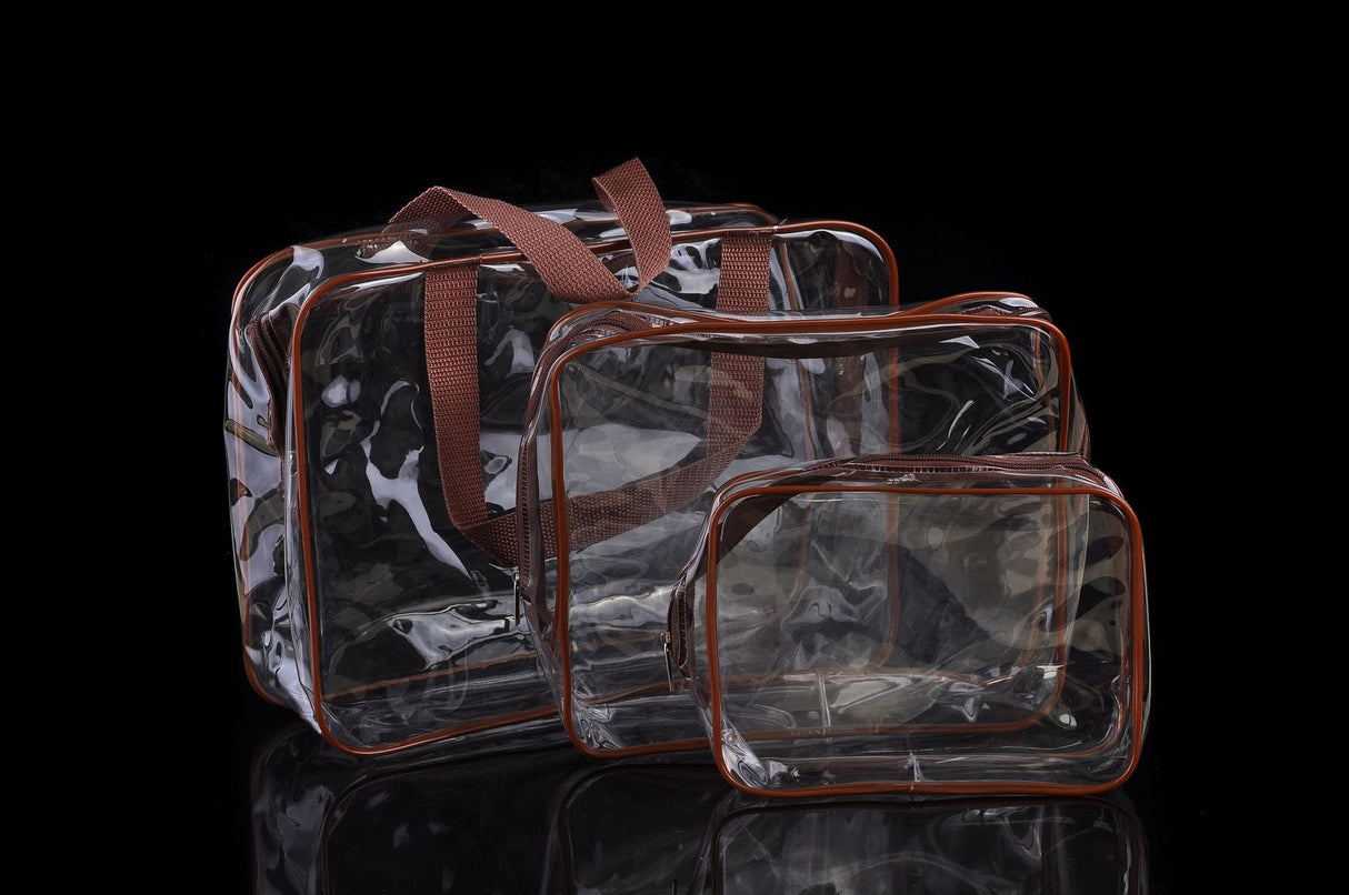 3 sacs de voyage transparents 