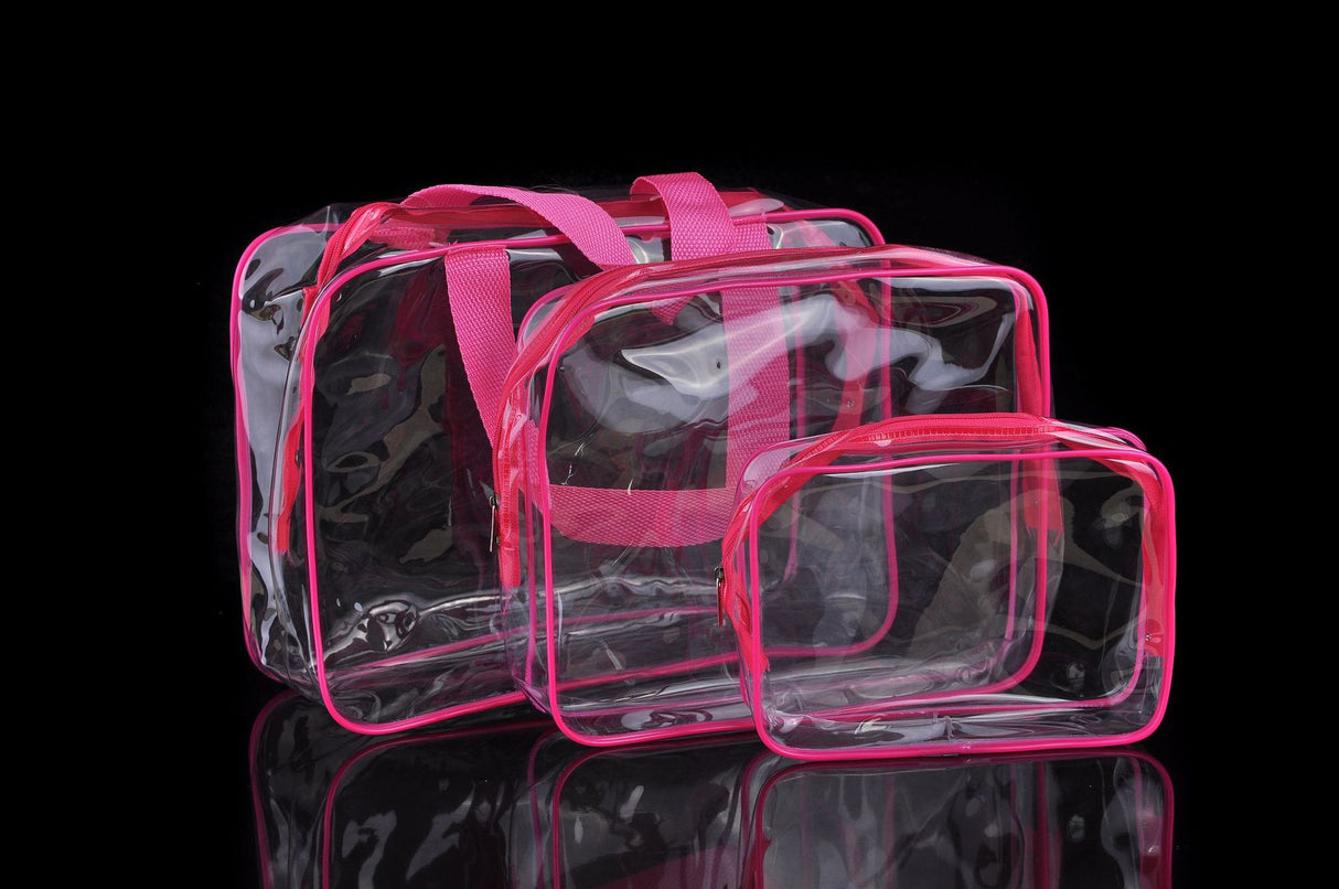 3 sacs de voyage transparents 