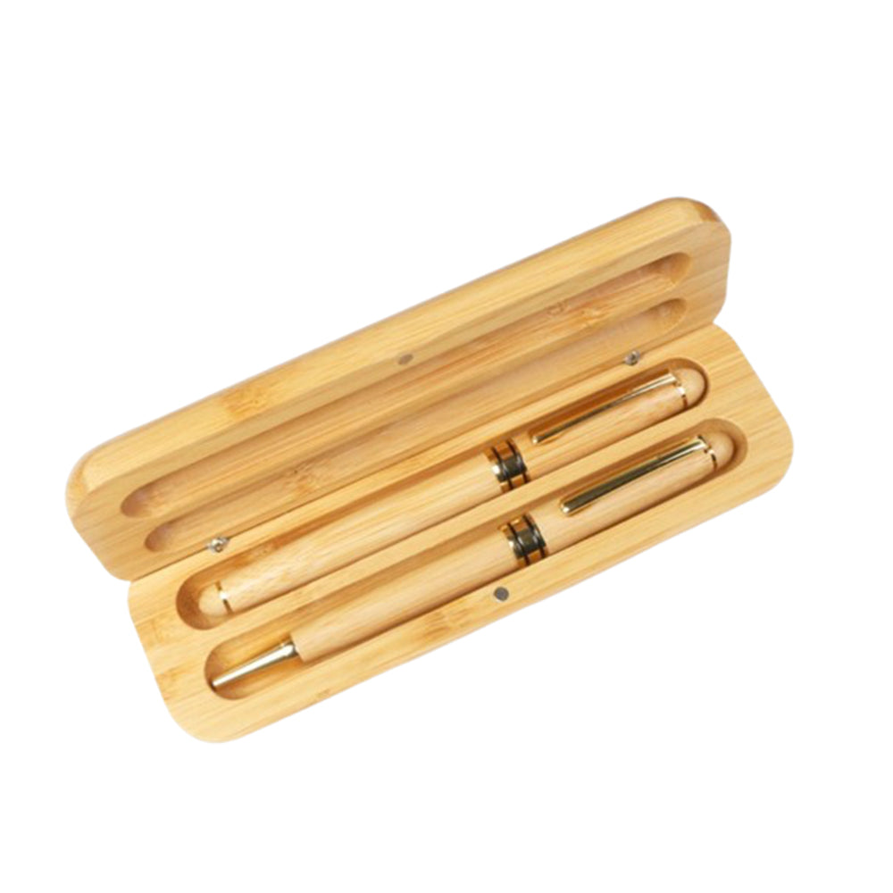 Ensemble de stylos en bois avec support 
