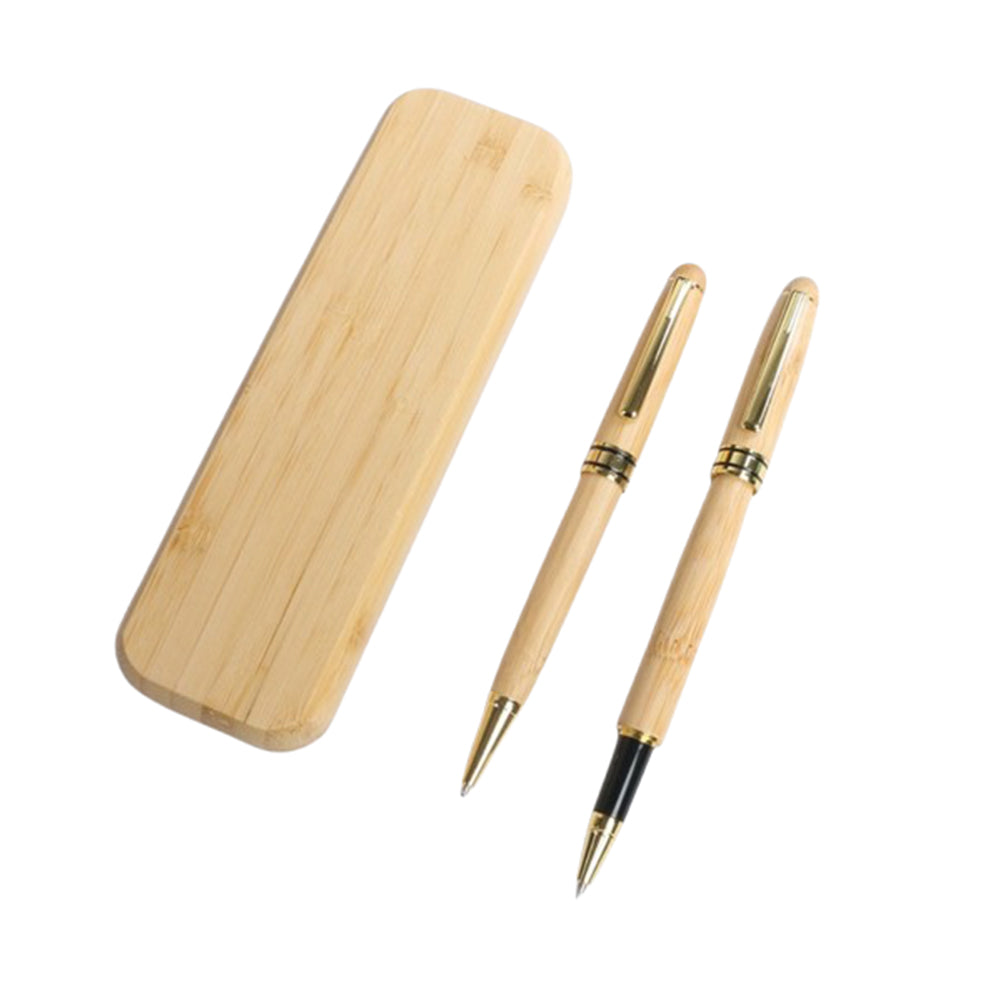 Ensemble de stylos en bois avec support 