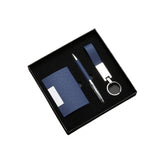 Premium Pu Leather Business Card Holder Keychain & Metal Pen Set