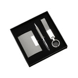 Premium Pu Leather Business Card Holder Keychain & Metal Pen Set