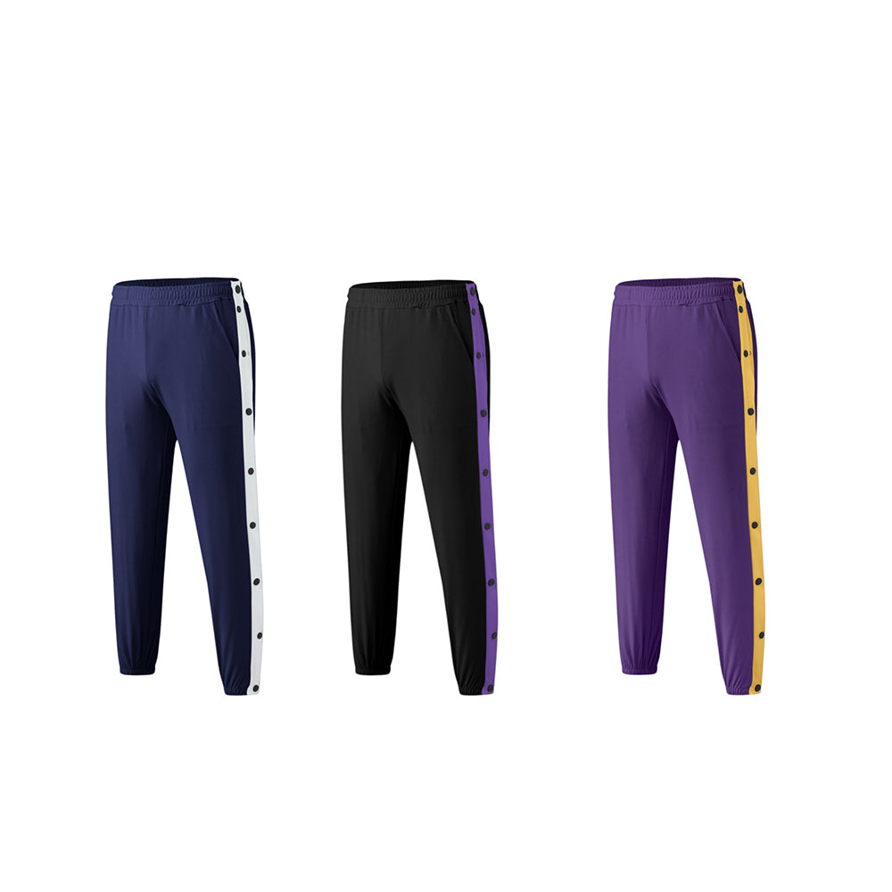 Snap-button Side-slit Casual Pants