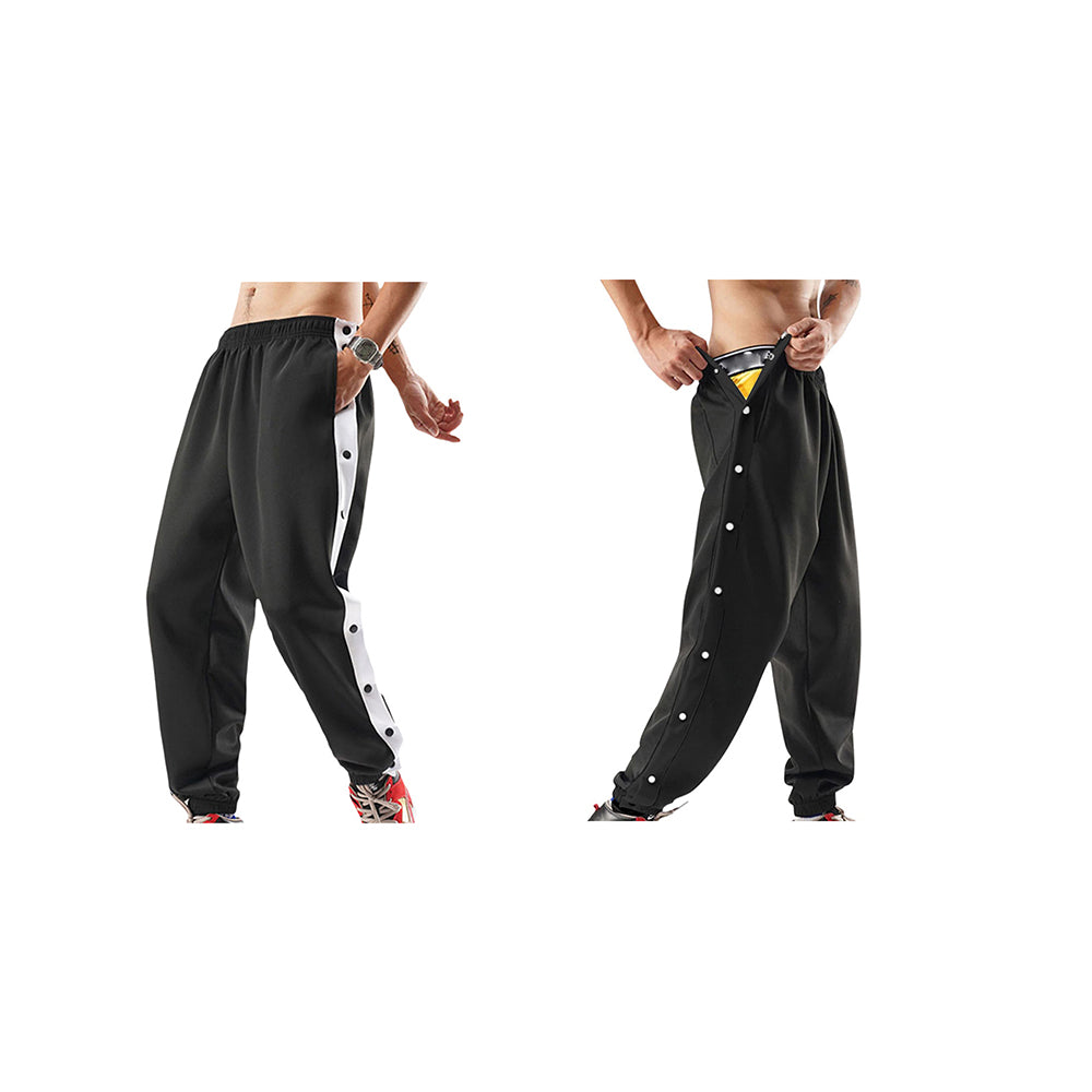 Snap-button Side-slit Casual Pants