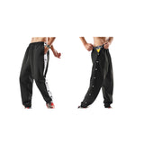 Snap-button Side-slit Casual Pants