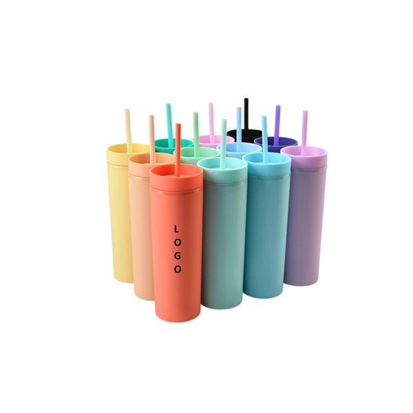 Gobelet à double paroi de 16 oz avec paille 