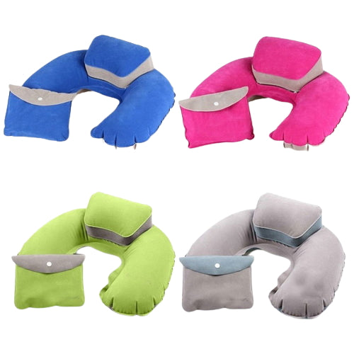 Oreiller gonflable en PVC floqué en forme de U 