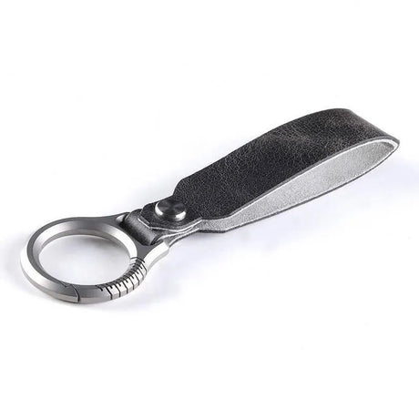 Titanium Alloy Ring Leather Keychain