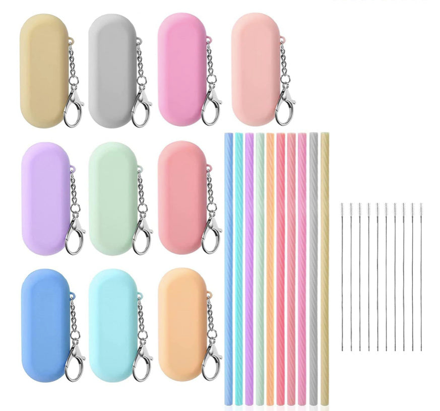Kit de pailles pliables en silicone 