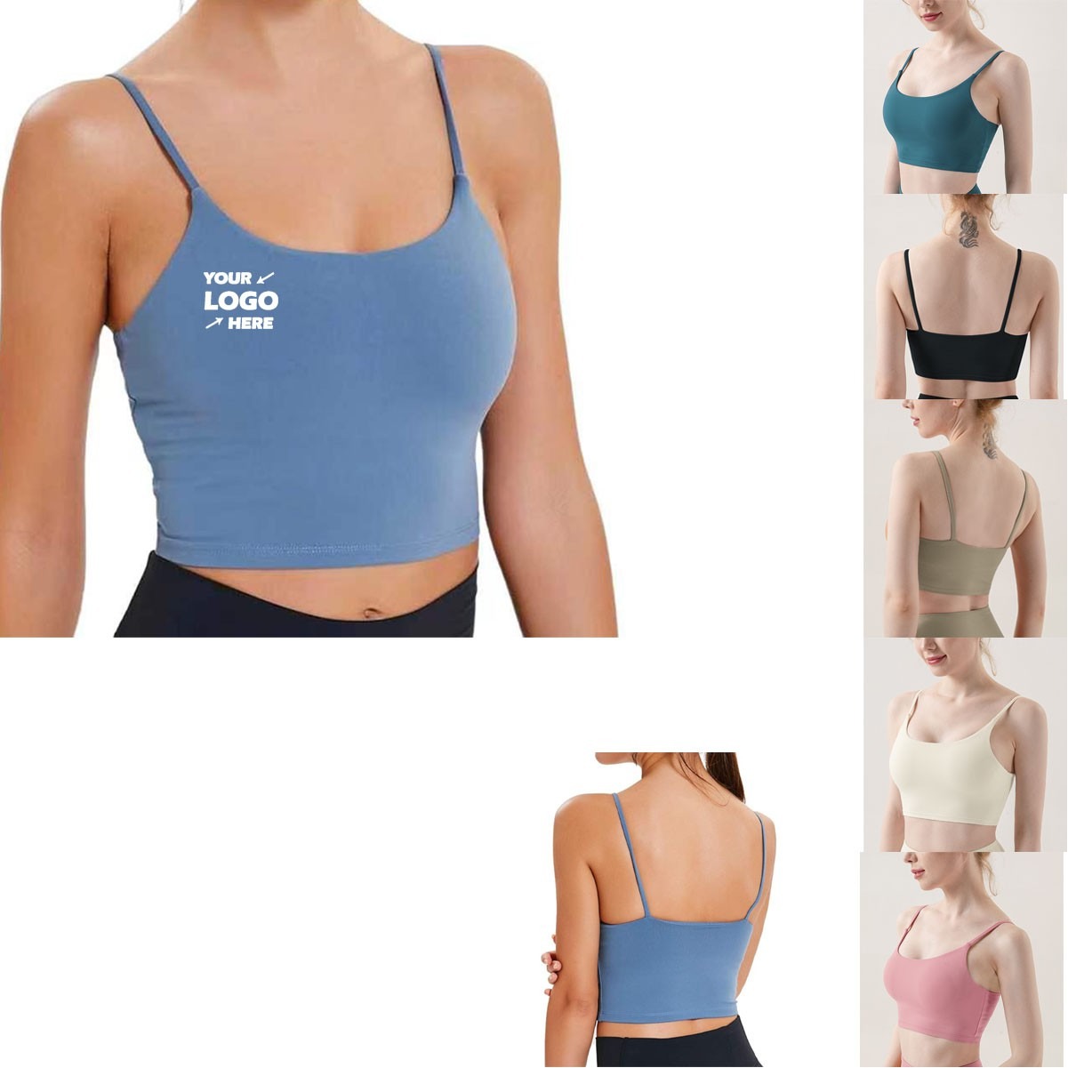 Soutien-gorge rembourré pour femme, haut court de fitness 