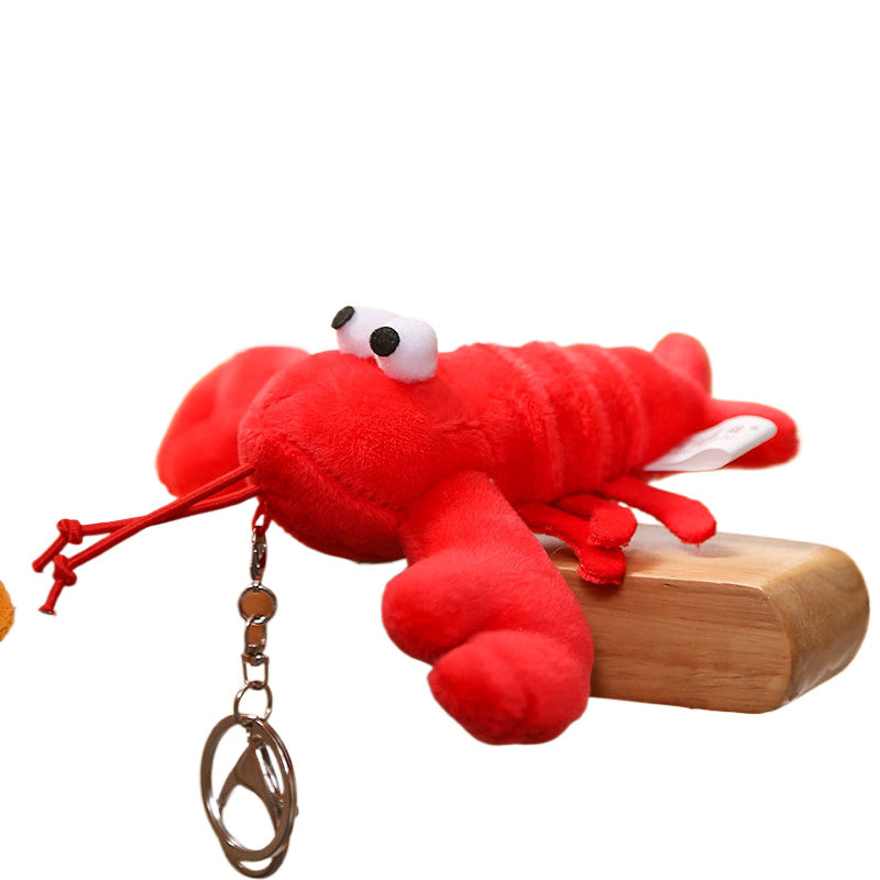Porte-clés en peluche Red Lobster avec grands yeux 