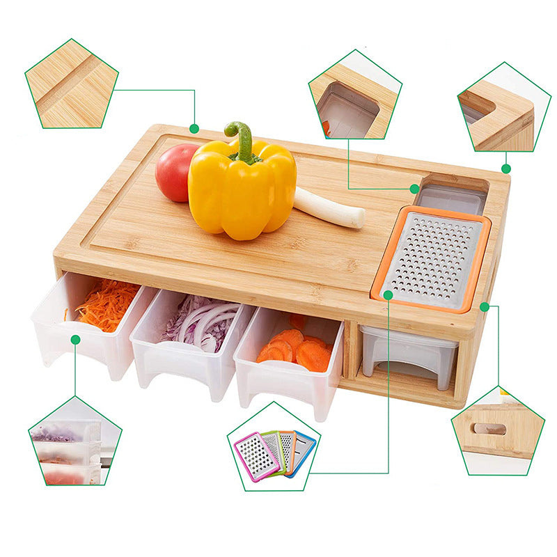 Bamboo Cutting Board With Containers - By Boat