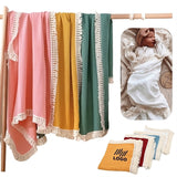Couverture d'emmaillotage en mousseline pour bébé 