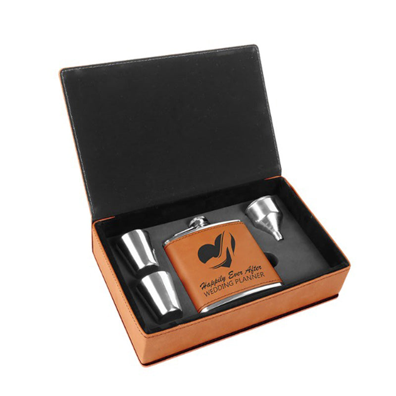 Flasque en similicuir et acier inoxydable 
