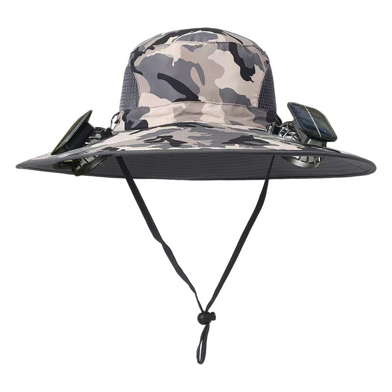Chapeau de soleil à double ventilateur et à chargement solaire pour une utilisation en extérieur en été 